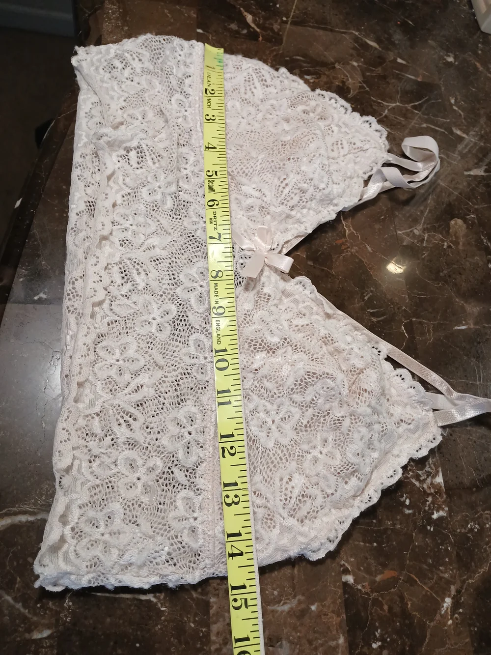 Lace Bandeau Bralette with Satin Trim in Light Pink - Picture 6 of 11